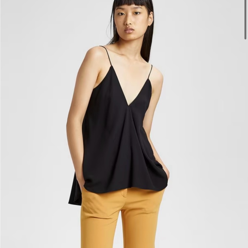 Theory  Satin Crepe Draped Tank - Size Medium